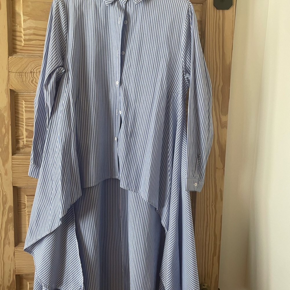 Style & Co. Blue Striped Button Down Shirt